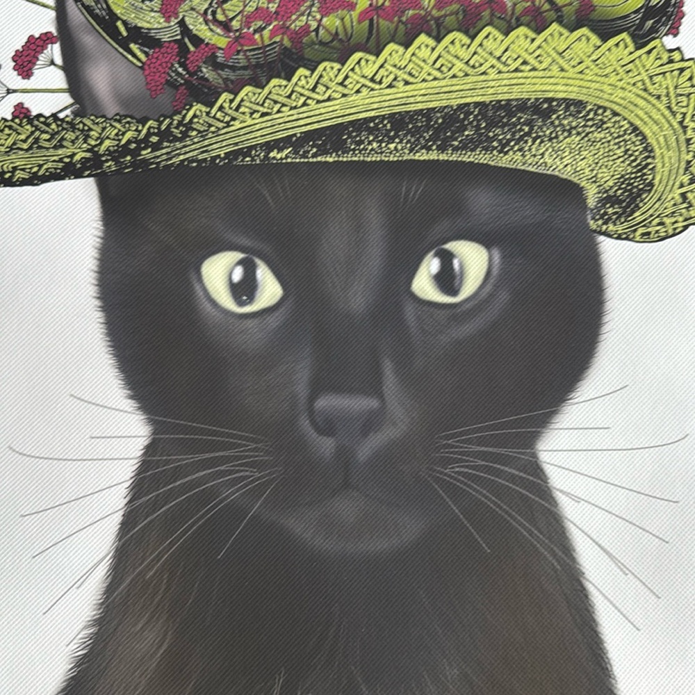 Charming Black Cat in a hat with an owl Art Print - Picture 3 of 7